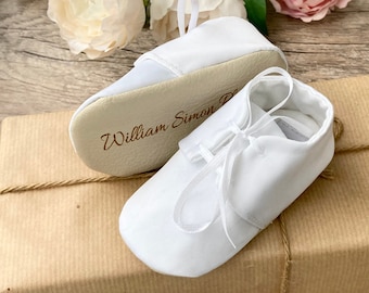 Personalised baby boy christening shoes, baptism shoes, white shoes for boys, ivory blessing shoes, infant shoes satin, monogram taufschuhe