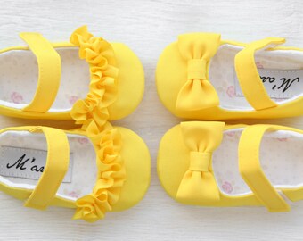 yellow infant shoes