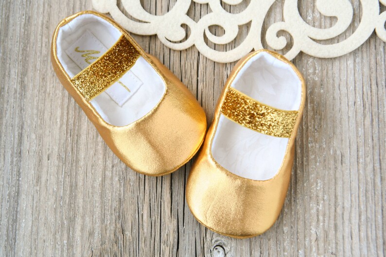 infant girl gold shoes