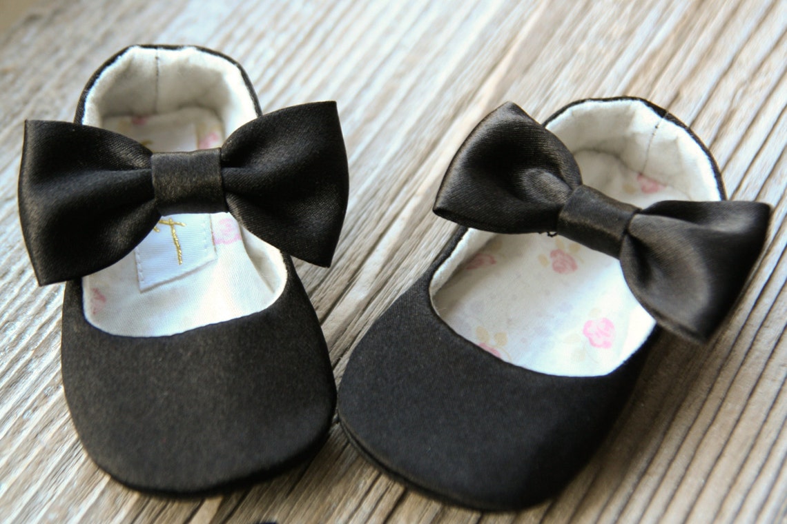 Black baby girl shoes and headband baby ballerina shoes baby Etsy