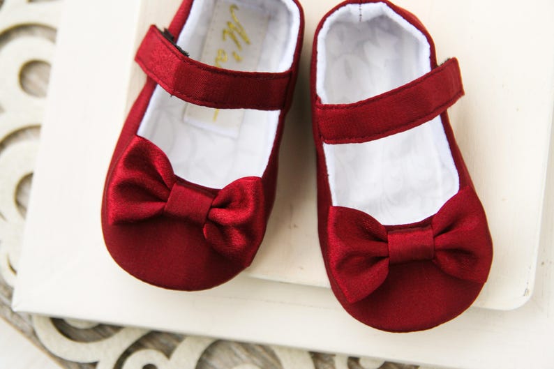 Burgundy baby shoes Wine red baby girl shoes Flower girl Etsy