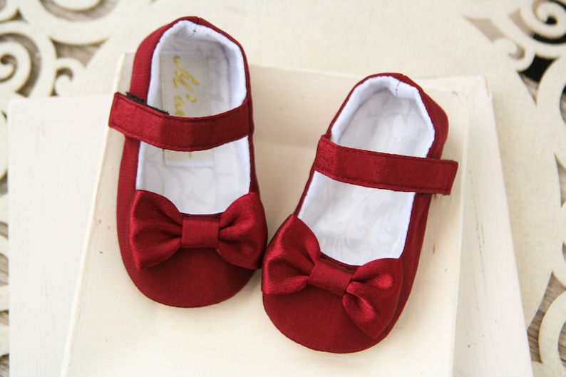 Burgundy baby shoes Wine red baby girl shoes Flower girl Etsy