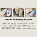 Personalisation ADD-ON / add name or date to baby shoe bottoms / Personalization upgrade product logo