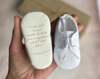 CUSTOM NAME baby boy christening shoes,  personalised baptism shoes, white shoes for boys, ivory blessing booties baptism gift for boy