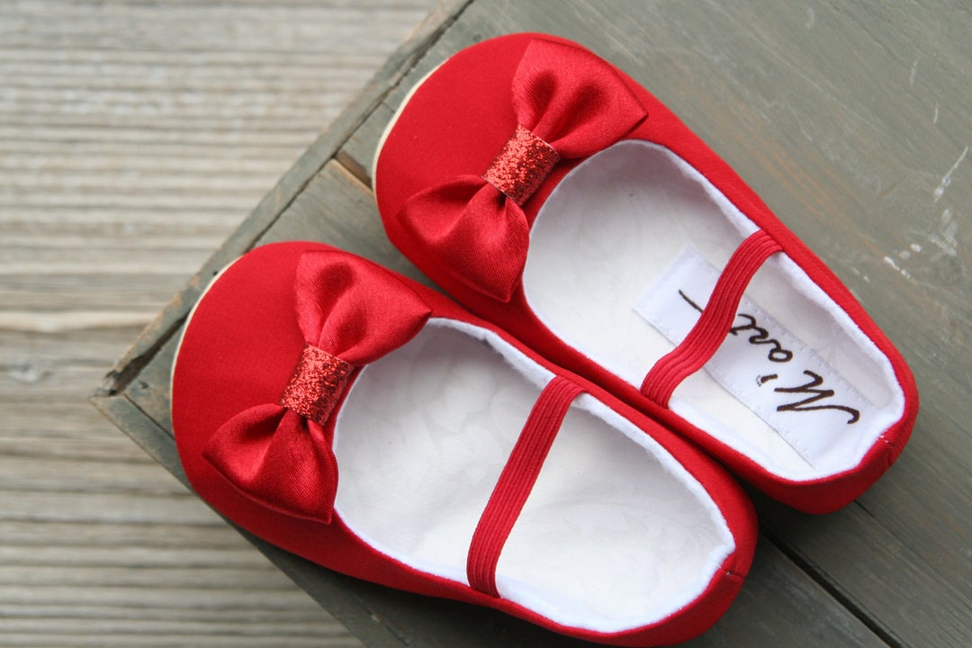 Baby Girl Glitter Shoes, Dress Shoes, Christmas Baby Shoes, Toddler Bow ...