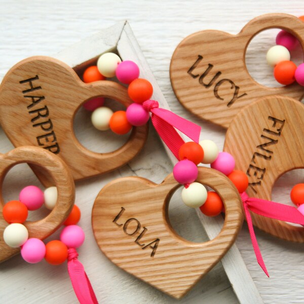 Personalized baby girl gift, wooden toy, baby girl toy,  wooden toy, baby shower gift, newborn gift, heart shape