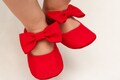 Red baby girl shoes, Holiday baby shoes, bow shoes and headband set, Snow White shoes, Wedding party shoes, Little girl red dress shoes product logo