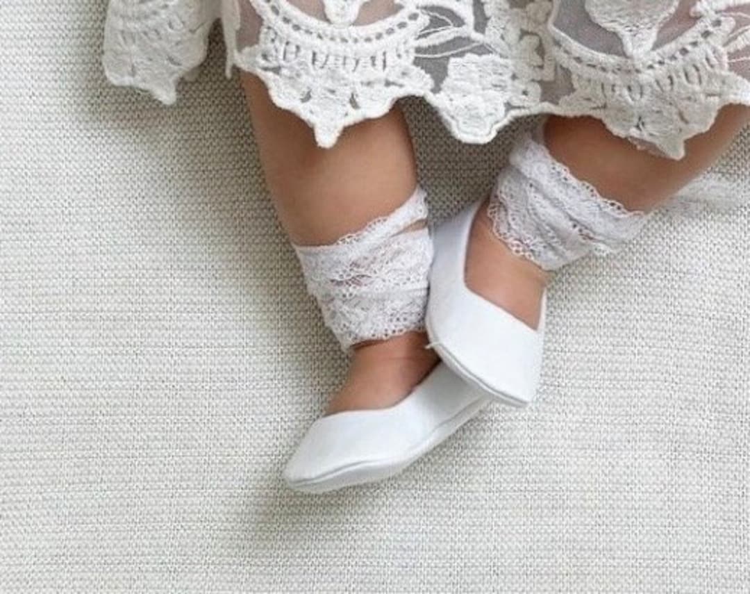 White Baby Girl Ballerina Shoes, White Baptism Shoes, Baby Girl ...