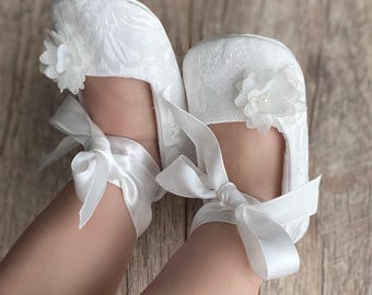 Baby girl baptism shoes, Off white baby christening shoes, light ivory toddler flower girl dress shoes, taufschuhe, princess shoes