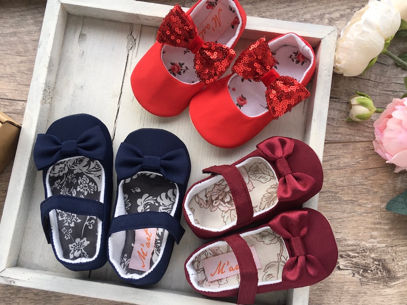 NAVY baby girl shoes navy blue bow headband navy mary jane Etsy