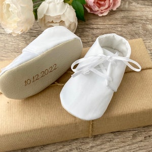 Chaussures de baptême bébé garçon IVOIRE personnalisées, chaussures de baptême, chaussures blanches pour garçons, chaussures de bénédiction, chaussures pour bébés en satin, monogramme taufschuhe image 7