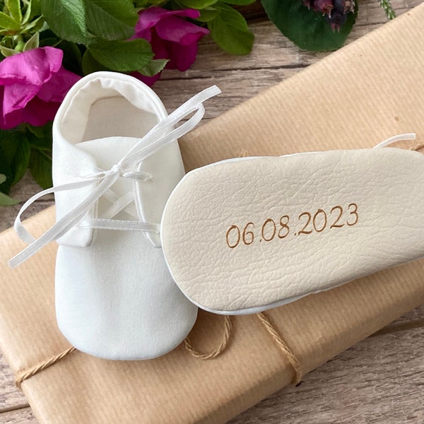 Personalised IVORY baby boy christening shoes, baptism shoes, white shoes for boys, blessing shoes, infant shoes satin, monogram taufschuhe