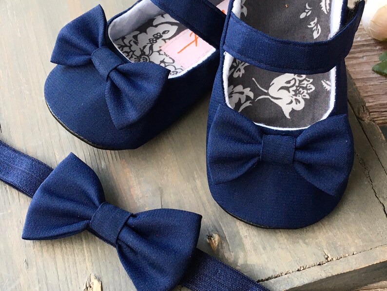 Navy Blue Baby Girl Shoes Navy Baby Shoes Baby Walking Etsy