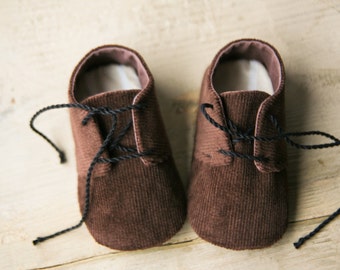 Baby boy shoes, Brown baby shoes, Corduroy baby shoes, Baby oxfords, Black baby shoes, soft sole shoes, Little man baby shower gift booties