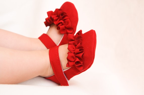 rojos Zapatos niña 1er zapatos de bebé de - Etsy México