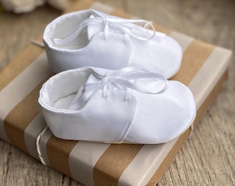 Handmade Baby Baptism Satin Shoes, Christening Outfit, Blessing Shoes