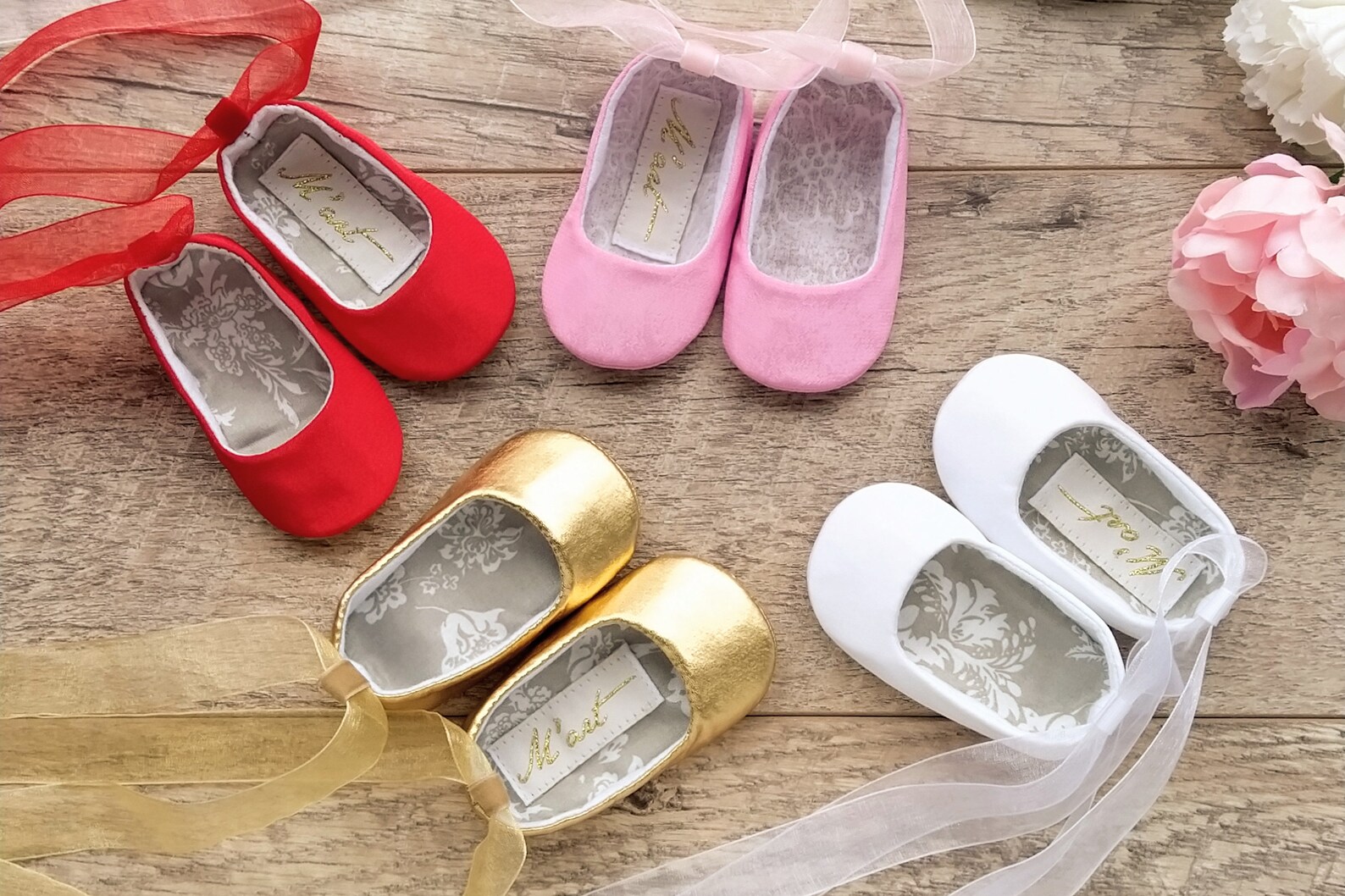 Baby Ballerina Shoes Baby Ballet Shoes White Ivory Pink Gold Etsy