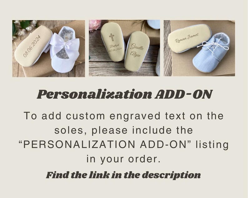 K&ouml;nnte beinhalten: Drei Paar Babyschuhe mit personalisiertem, graviertem Text auf den Sohlen. Die Schuhe sind wei&szlig;, hellblau und hellrosa. Der Text auf den Sohlen lautet "08.06.2024", "Casselle Alyse" und "Roman James".