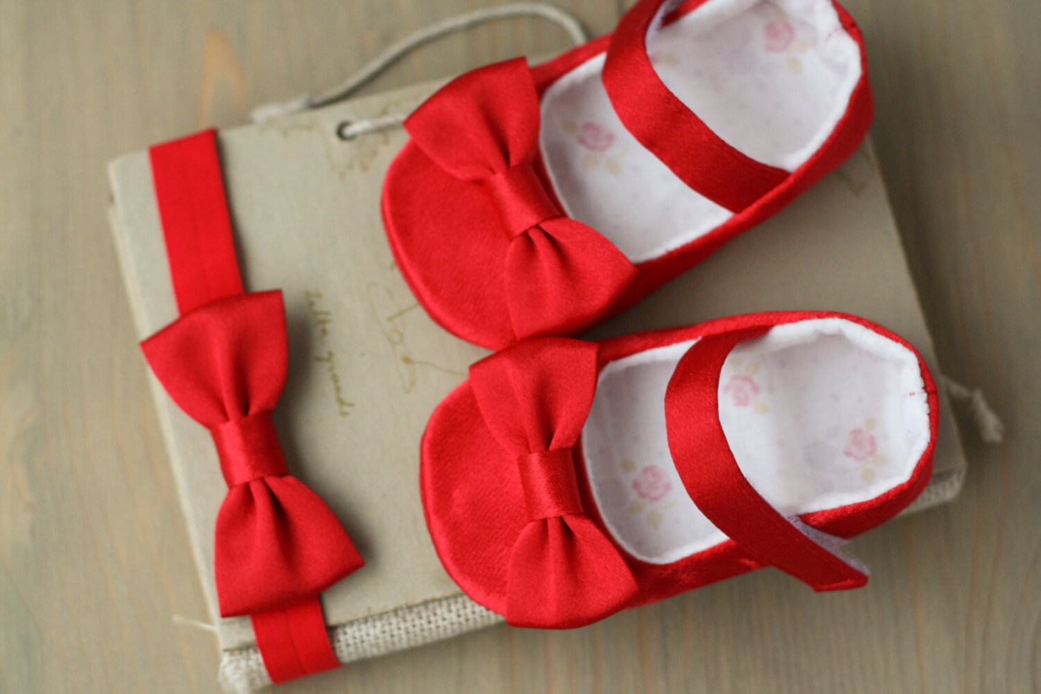 Red Baby CHRISTMAS Shoes and Bow Headband Red Toddler Shoes | Etsy