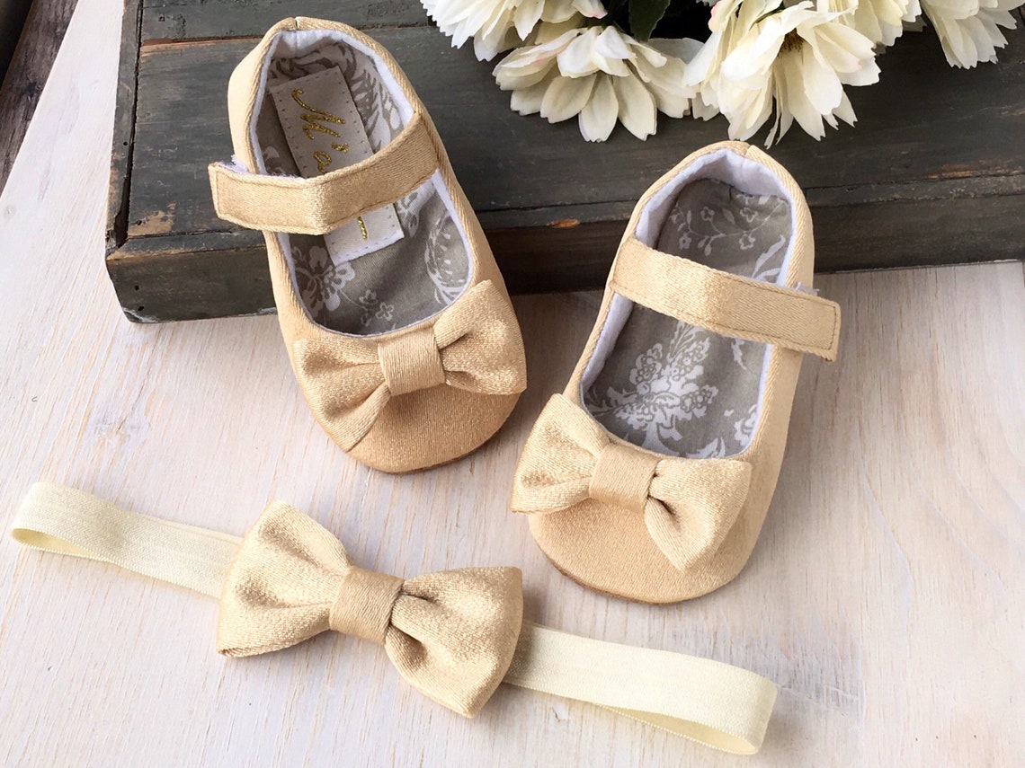 infant girl gold shoes