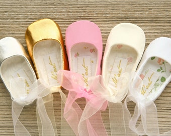 Baby ballet shoes, baby girl ballerina shoes, white ivory pink shoes, christening shoes baby shower gift, Birthday princess dress shoes