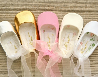 Baby ballet shoes, baby ballerina shoes white ivory pink gold silver shoes christening shoes baby shower gift wedding costume princess shoes