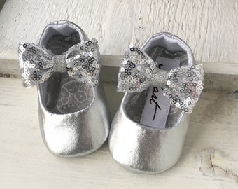 silver baby booties