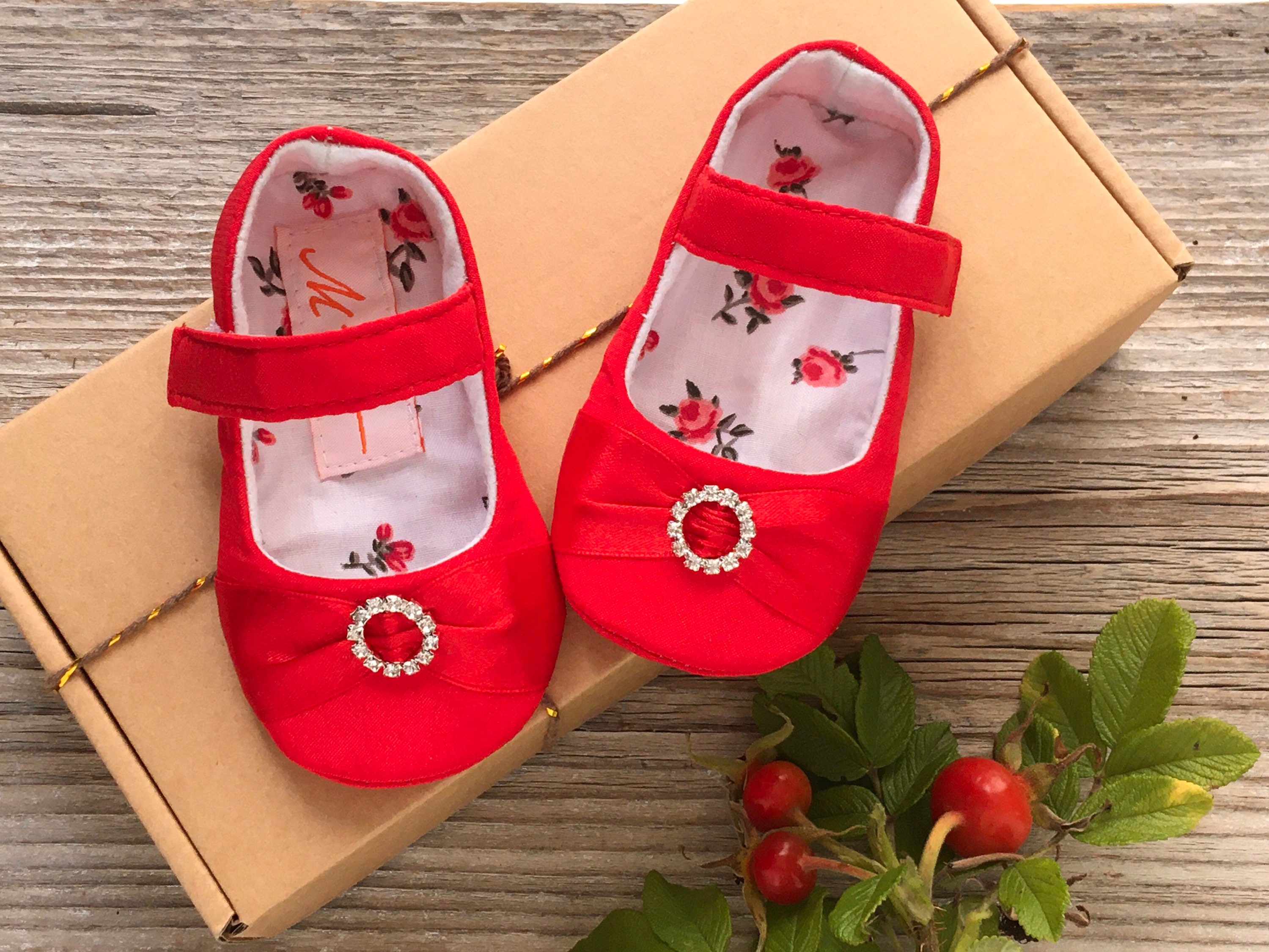 Red baby girl shoes baby ballerina ballet shoes fancy | Etsy