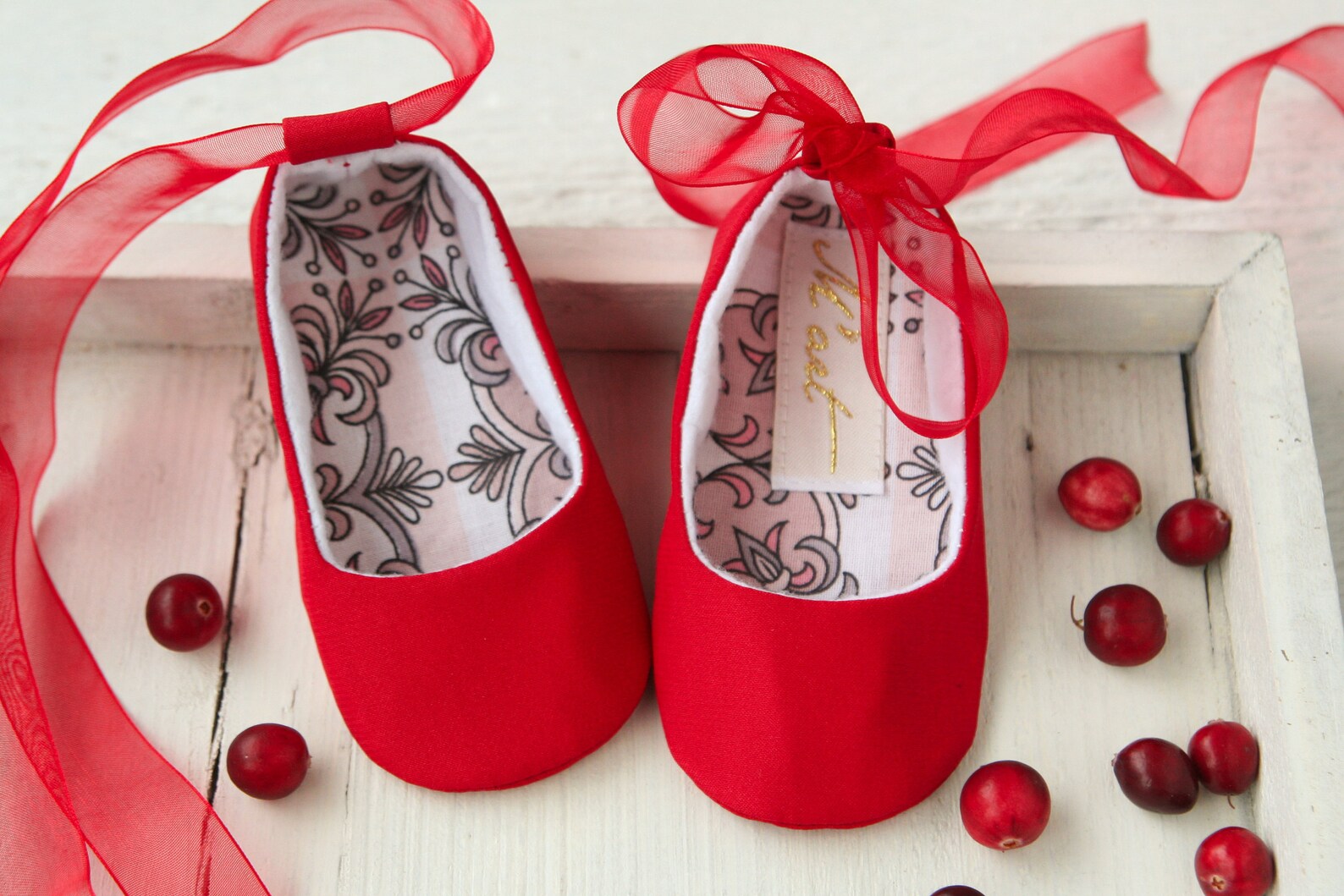 Red Baby Ballet Shoes Baby Ballerina Shoes Christmas Shoes Etsy