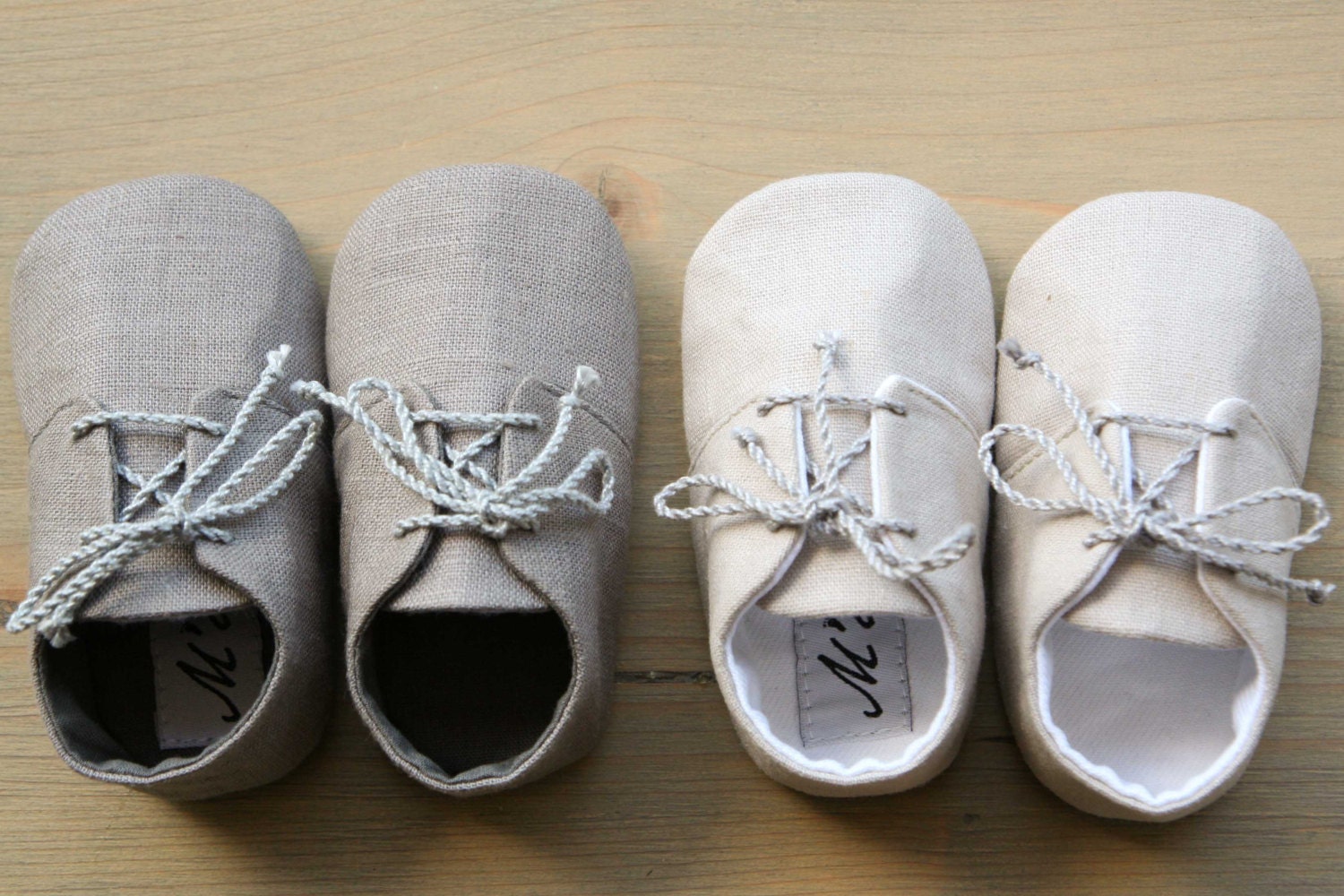 White Linen Baptism Shoes Baby Boy Linen Baby Slippers - Etsy