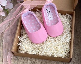 Handmade Baby Ballet Flats, Christening Shoes, Flower Girl Shoes