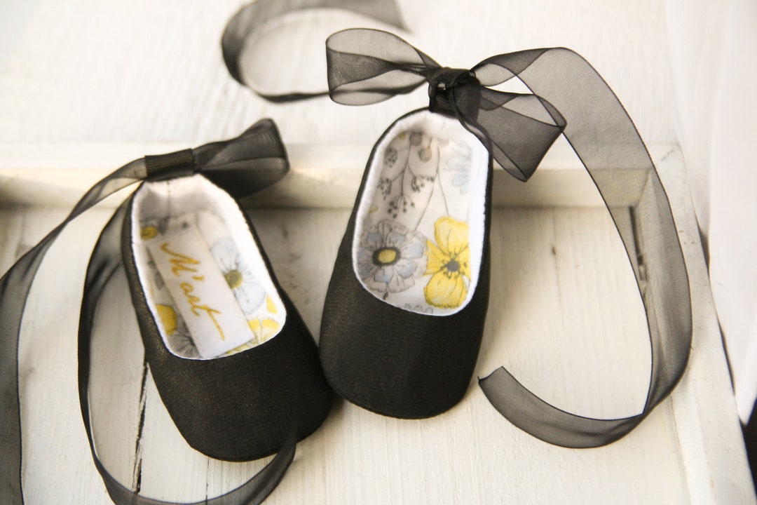Black Baby Ballet Shoes, Baby Ballerina Shoes, White Ivory Pink Gold