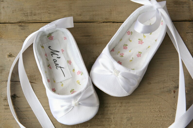 childrens white satin shoes