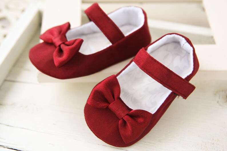 Burgundy baby shoes Wine red baby girl shoes Flower girl Etsy