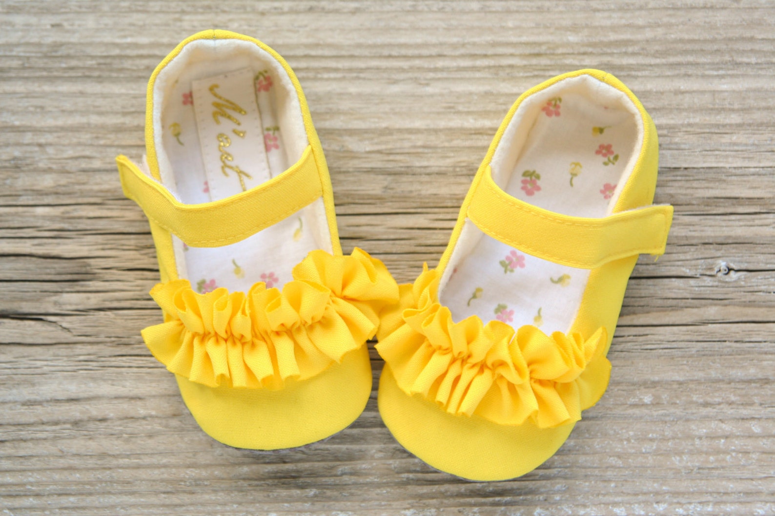 Yellow baby girl shoes with RUFFLES or BOWS Easter outfit Etsy