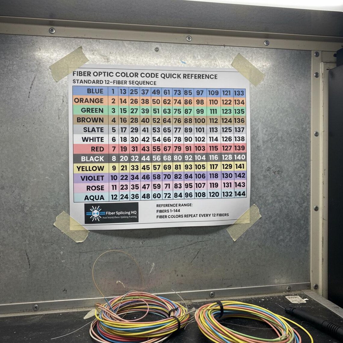 Fiber Optic Color Code Chart – Printable Fiber Technician Reference ...