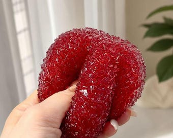 Handmade Crunchy Berry ASMR Squishy Toy, Crackle Sensory Ball, Slow Rise Red Fruit Squishy, Stress Relief Desk Toy Gift