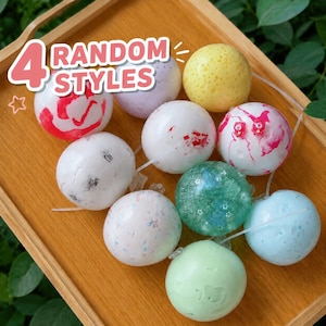 Handmade Crunchy Stress Ball 4cm | ASMR Squishy Desk Charm | Cute Sensory Gift Set of 4 Random Styles