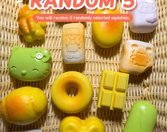 Slow Rising Bread Squishy Blind Bag | Random 5pcs Kawaii Bun Squishy Set | Food Squishy Stress Relief Toy |bread Squishy| taba Squishy