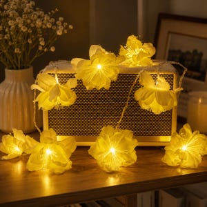 LED-bloemenlichtjes, handgemaakte bloesemslinger, gezellige slaapkamerdecoratie