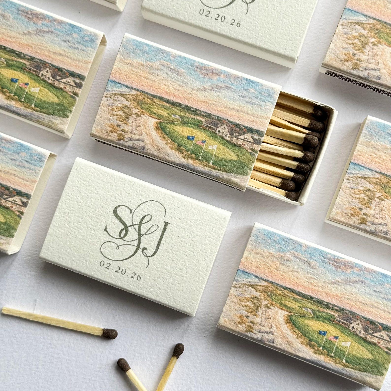 Matches Design Personalized Wedding Matchboxes, Custom Monogram Favor, Venue ...