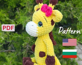 Giraffe Crochet Pattern, Amigurumi Giraffe PDF, Plush Giraffe Pattern, Velvet Amigurumi Tutorial, Chenille Yarn Crochet, Stuffed Animal PDF
