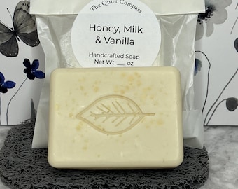 Goat Milk Honey Vanilla Soap | Moisturizing Soap for Dry Skin | Lightly Scented Handmade Soap | Sensitive Skin Soap Bar | Triple Butter Soap