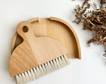 Wooden Mini Broom & Dustpan Set | Natural Bristles
