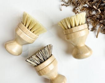Bamboo Pot Brush with Replaceable Head | Natural Bristles