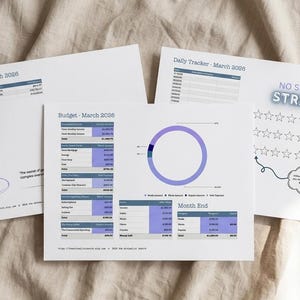 Plantilla de presupuesto para TDAH / Planificador mensual minimalista, seguimiento de deudas (descarga digital)