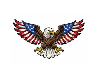 American Eagle Flag Wings Embroidery Design – Patriotic Machine Digitized File