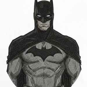 Broderidesign för Dark Batman Vigilante – Heroic Knight Actionfigurmönster Batman Digitaliserad Fil (Digital Nedladdning)
