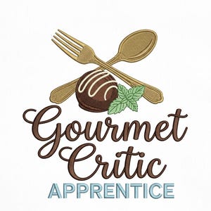 Gourmet Critic Apprentice Embroidery Design - Chef & Bakery Digitized File - Chocolate Truffle Machine Embroidery Pattern