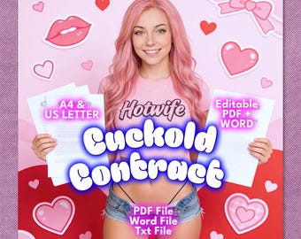 Cuckolding Contract Template | Hotwife, FemDom, Couples - Cuckold Agreement Customizable PDF, Word & Txt Files